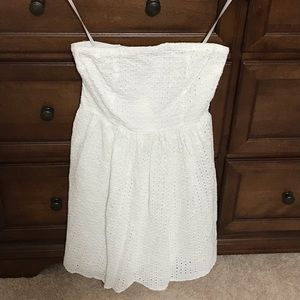 White Cotton Strapless Sun dress